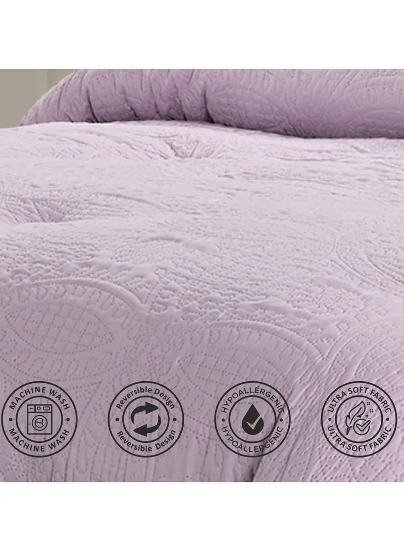 دوناتيلا 6-Piece Designer Comforter Set -Microfiber -King 260 x 240 Cms - Purple