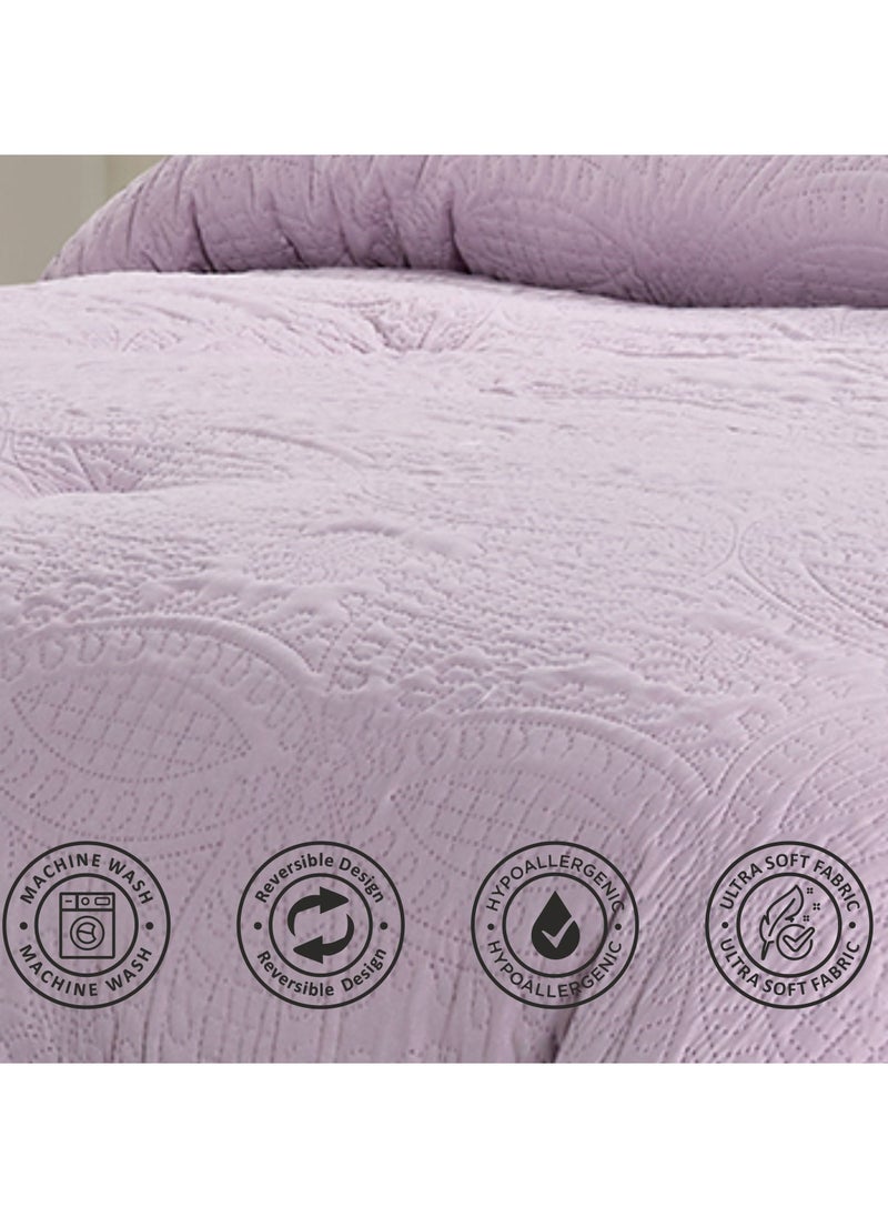 Donetella - 6-Piece Designer Comforter Set -Microfiber -King 260 x 240 Cms - Purple - Image 1