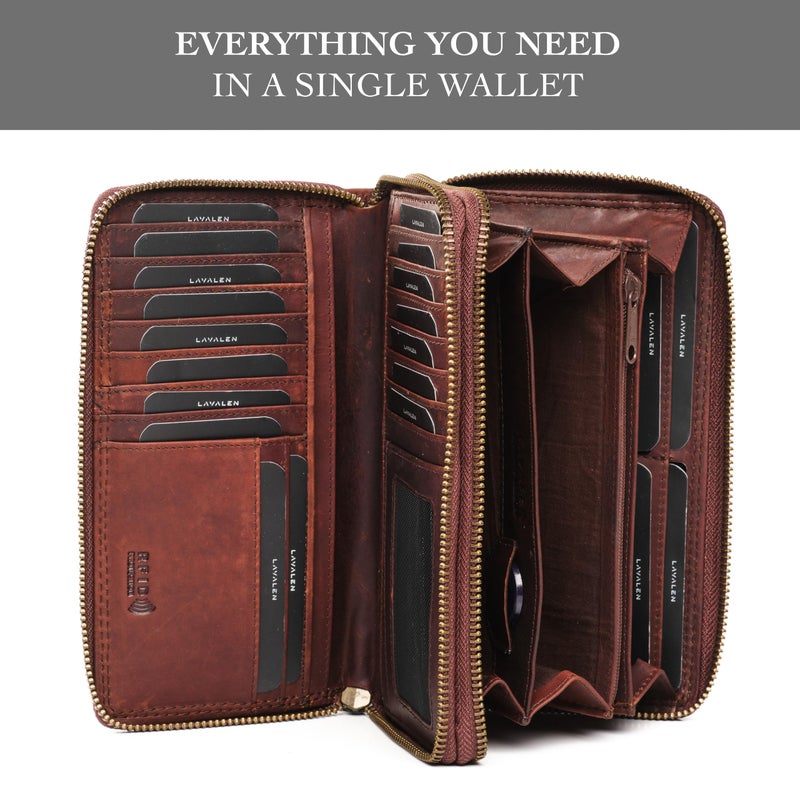 Lavalen Leather RFID Wallet Women â€“ Modern RFID Womens Wallet- Big Multiple Compartments â€“ Credit Card Holder â€“ Handcrafted Genuine Leather -Carteras de Mujer Piel - Image 3