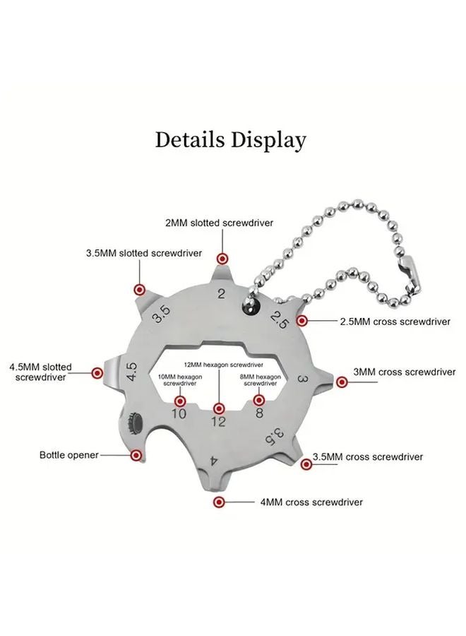أداة متعددة 11 في 1 مع رؤوس وفتاحة زجاجات، مقاس 1.57 بوصة لحمل المفاتيح، الكمية: 1 - Image 3
