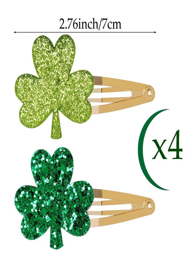 ishua 2 Pairs Glitter Shamrock Green Hair Clips - Women's St. Patrick's Day Hair Accessories - Image 2
