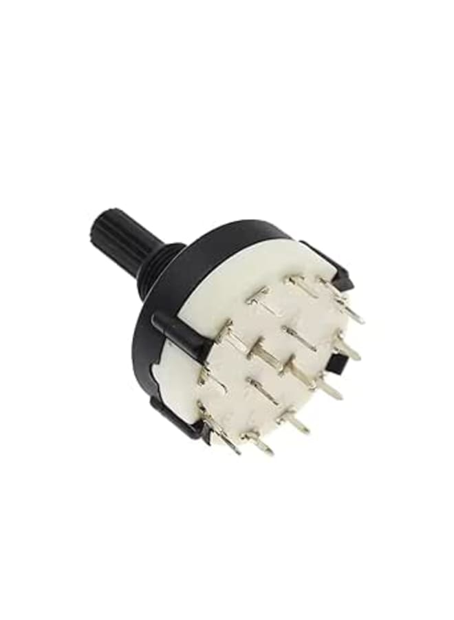 Multi-Configuration 4 Pole 12 Position Rotary Selector Switch – RS26 Plum Blossom Shaft, 20mm Handle – Panel & PCB Mount for Audio, Industrial, and DIY Applications (2)