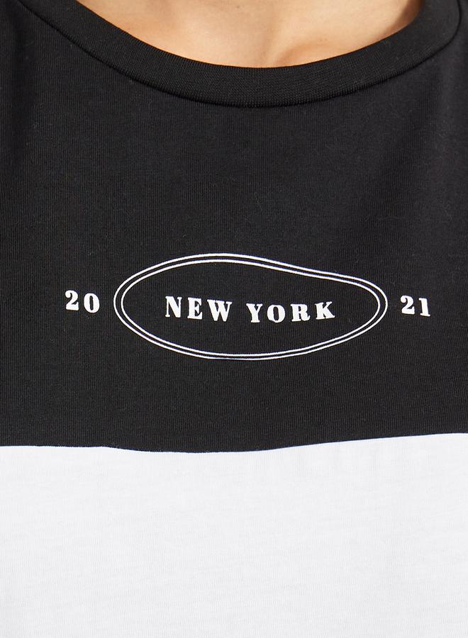 Styli Color Block Print Round Neck Oversized T-Shirt  - Image 3