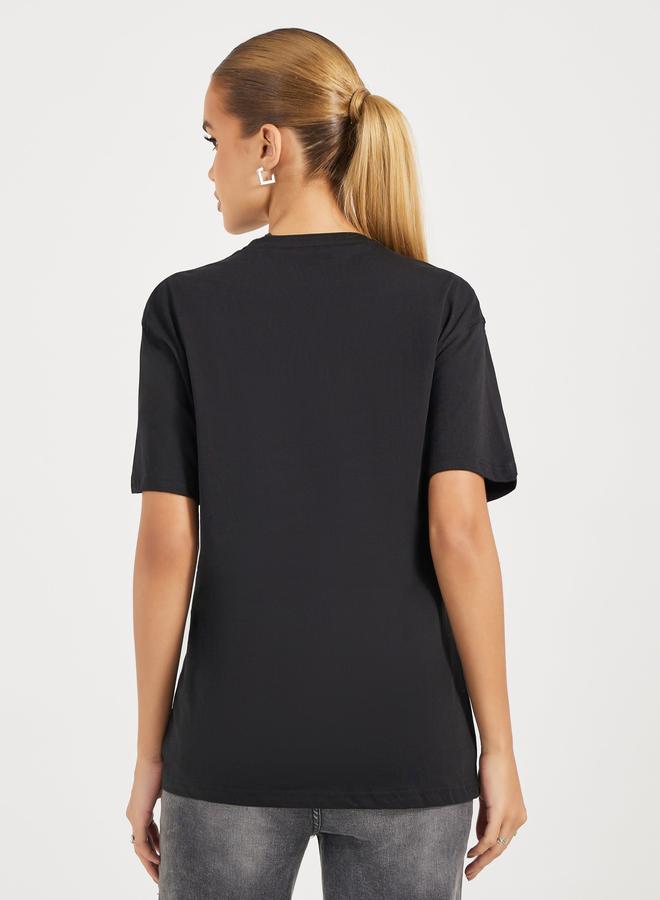 Styli Color Block Print Round Neck Oversized T-Shirt  - Image 4