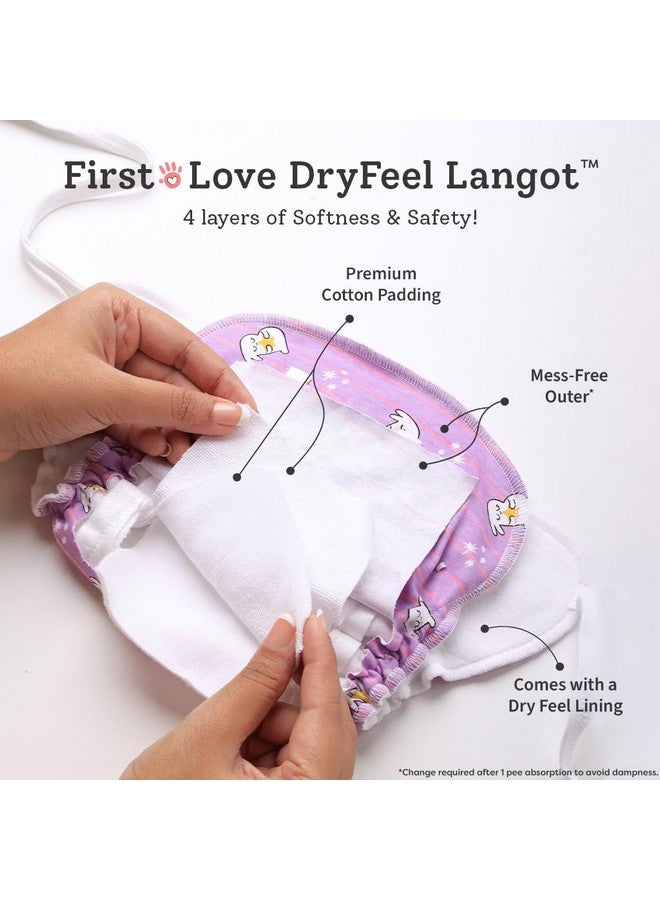 سوبربوتمز حفاضات Superbottoms First Love Dryfeel Langot للأطفال حديثي الولادة | حفاضات لا فوضى لا فوضى | حشوة قطنية فاخرة (بدون إسفنجة) | فائقة النعومة | وقت خالٍ من الفوضى بدون حفاضات | 0-9 أشهر | (مطبوعة، عبوة من 3 قطع، كبيرة). - Image 4
