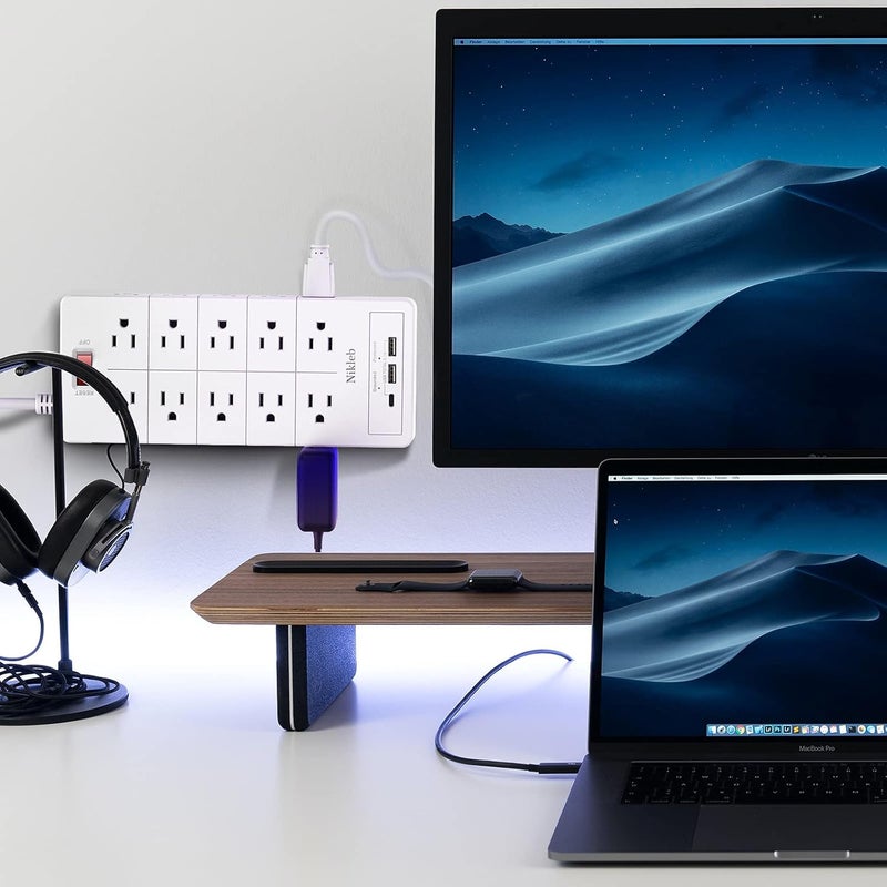 Nikleb Power Strip Surge Protector 23 in 1, 6ft Extension Cord with 3 USB Ports Smart 3.1A, Multiple Outlet Adapter 20 Outlets, Outlet Extender Cord Organizer for Office, College, Apartment, Gaming Stuff - Image 3