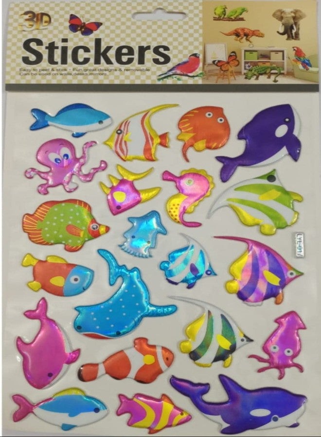 fullfills New Plastic Foam Sticker in Multi Shapes (Dionosaur-Fish) - Image 3