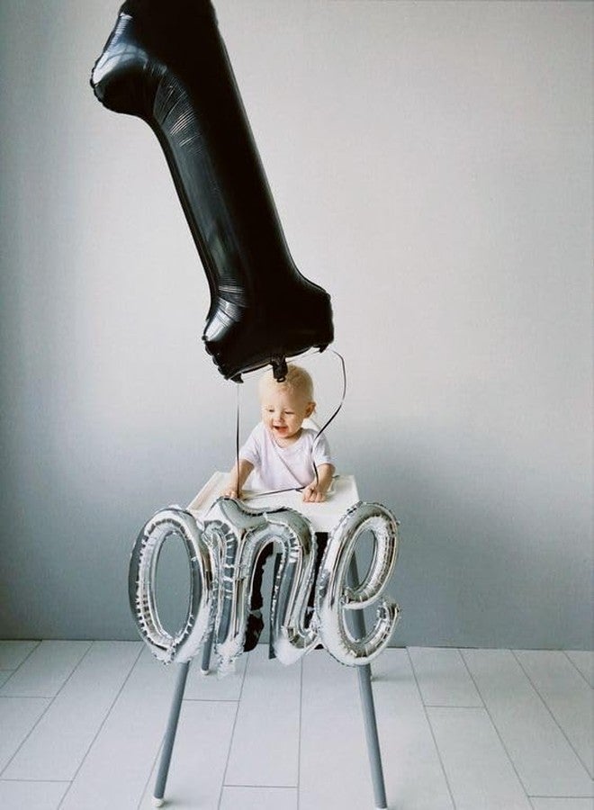 IWERP Black Number 1 Balloon for First Birthday 40 Inch, 1st One Number Balloons Birthday Decorations for Girl Boy Toddler Baby - Image 2