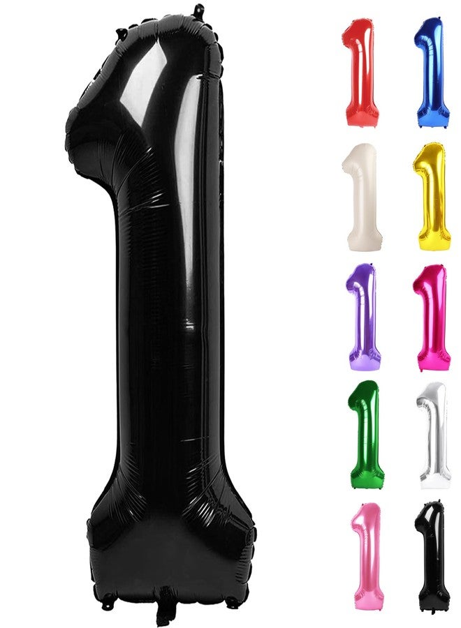 IWERP Black Number 1 Balloon for First Birthday 40 Inch, 1st One Number Balloons Birthday Decorations for Girl Boy Toddler Baby - Image 1
