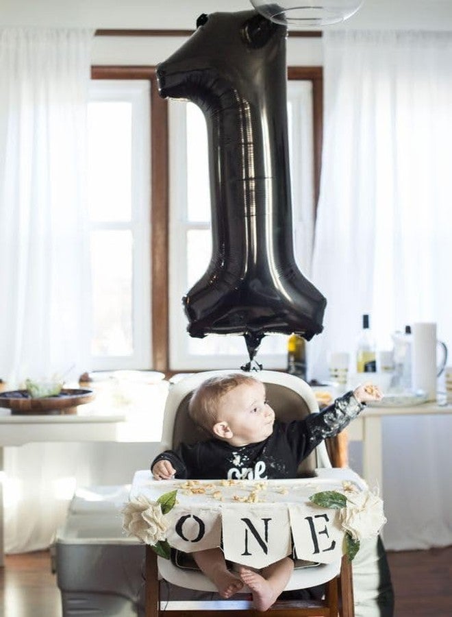 IWERP Black Number 1 Balloon for First Birthday 40 Inch, 1st One Number Balloons Birthday Decorations for Girl Boy Toddler Baby - Image 4