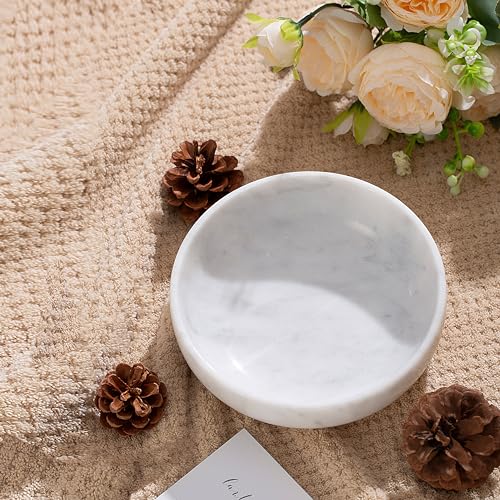 CM CHIC MONDAY 5.91'' Large Decorative Bowl, Natural Marble Decorative Bowls for Home Decor, Key Bowl, Large Incense Burner, Smudge Bowl, Coffee Tables Centerpiece, Soap Serving Bowl - Image 5