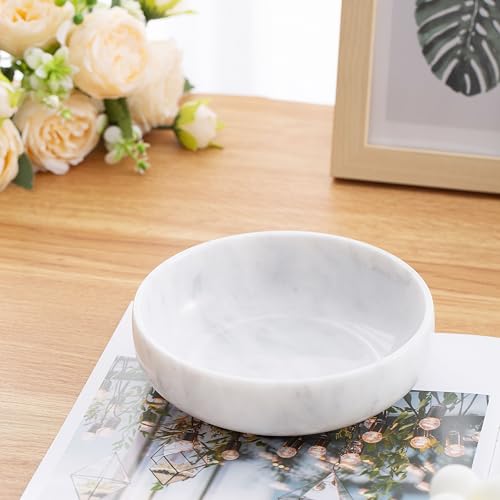 CM CHIC MONDAY 5.91'' Large Decorative Bowl, Natural Marble Decorative Bowls for Home Decor, Key Bowl, Large Incense Burner, Smudge Bowl, Coffee Tables Centerpiece, Soap Serving Bowl - Image 4
