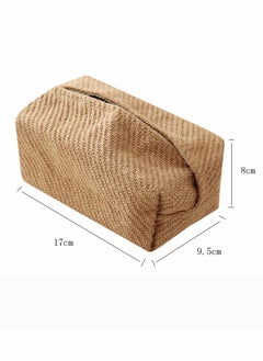 Excefore Linen Tissue Box Napkin Cover, Japanese Style Cotton And Linen Cloth Art Pumping Box Simple Homestay Concave Shape Storage Bag Creative Home Living Room Dining Table  - Image 2
