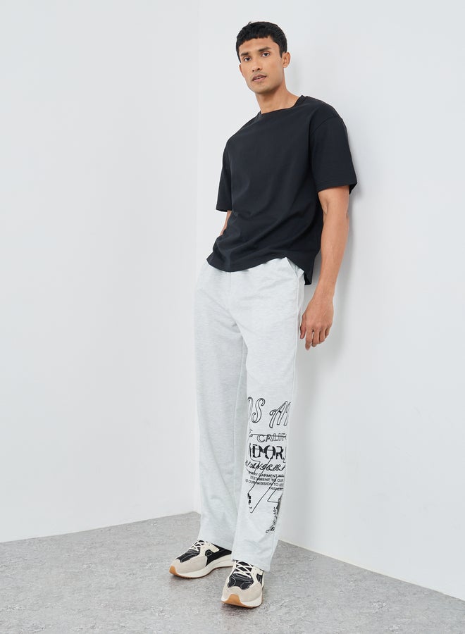 Styli Oversized Open Hem Joggers with Placement Print Detail - Image 2
