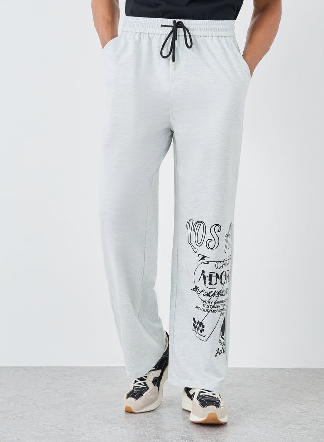 Styli Oversized Open Hem Joggers with Placement Print Detail - Image 1