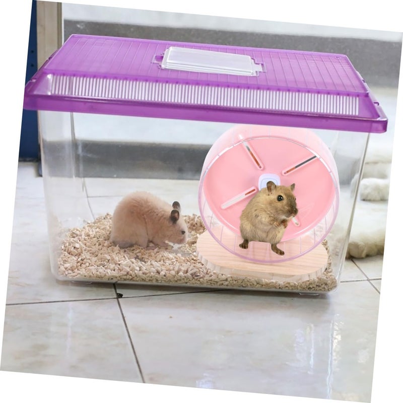 Silent Hamster Wheel with Stand 20cm Pink Small Hamster Exercise Wheel for Cage Stable and Quiet Running Chinchillas and Hedgehogs - Image 4