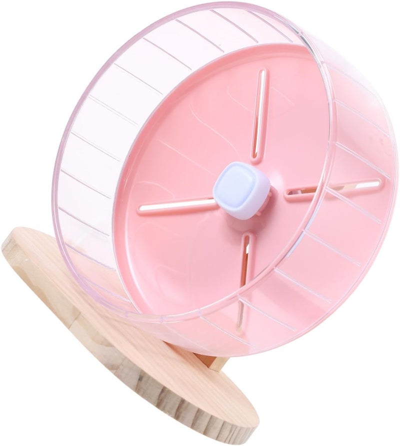 Silent Hamster Wheel with Stand 20cm Pink Small Hamster Exercise Wheel for Cage Stable and Quiet Running Chinchillas and Hedgehogs - Image 1