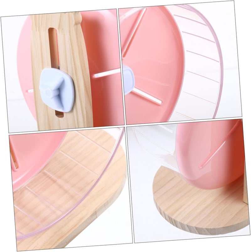 Silent Hamster Wheel with Stand 20cm Pink Small Hamster Exercise Wheel for Cage Stable and Quiet Running Chinchillas and Hedgehogs - Image 3