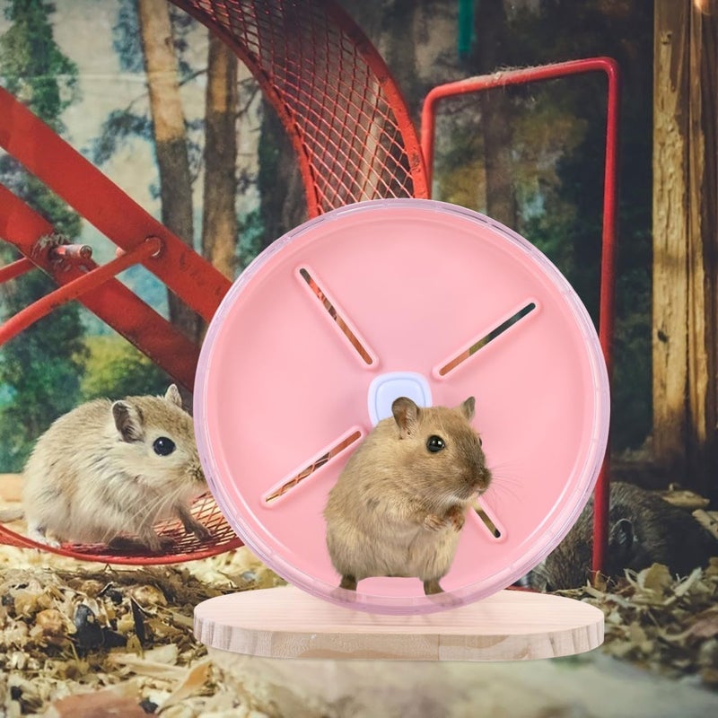 Silent Hamster Wheel with Stand 20cm Pink Small Hamster Exercise Wheel for Cage Stable and Quiet Running Chinchillas and Hedgehogs - Image 5