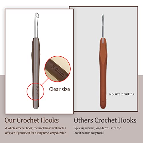 QMNNMA 6 mm Crochet Hook, Ergonomic Handle for Arthritic Hands, Extra Long  Knitting Needles for Beginners and Crocheting Yarn (6 mm) - Image 3