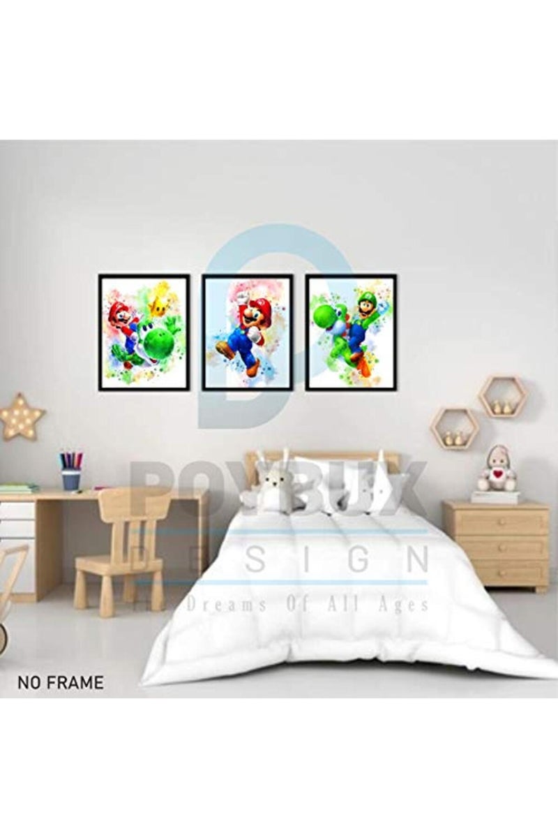PoyBux Design Super Mario Game Watercolor Poster Prints, Super Mario Wall Decor For Kids, UNFRAMED Set of 9 (8x10 inches), Mario Room Decor, Mario Poster For Boys Room, Mario Game Poster Prints - Image 2