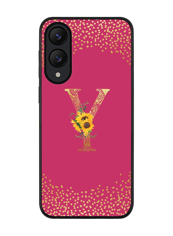 Stylizedd For Samsung Galaxy S25 Edge Case,Slim fit Camera Protection, Shockproof Thin Phone cover  - Custom Floral Monogram - Y ( Deep Pink )