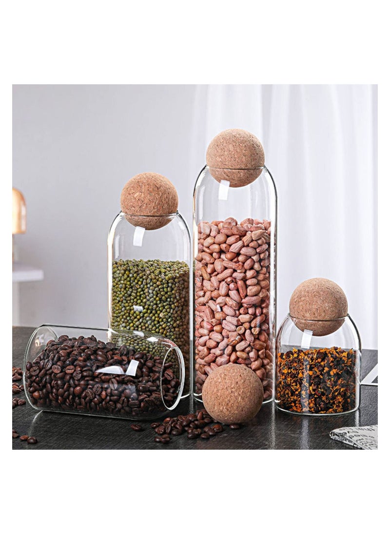 GGEROU - Glass Jar with Ball Cork Lid, Glass Canister with Wood Lid, Storage Container Jars for Coffee, Tea, Spice, Sugar, Salt, Set of 3 (500ml+800ml+1200ml) - Image 1