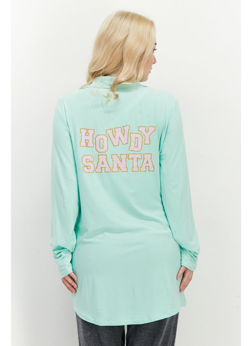 Not A Morning Person - Women Graphic Print Long Sleeve Pajama Shirt, Light Green - Image 1