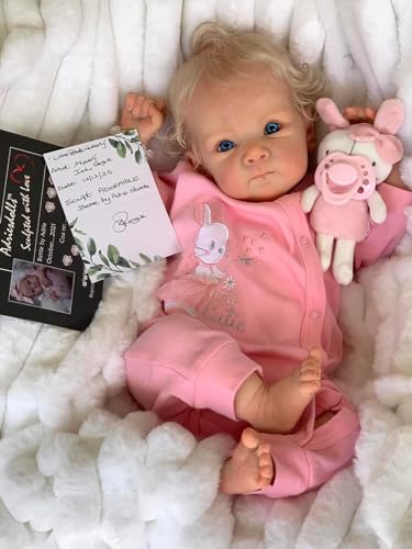 ROSHUAN Reborn Baby Dolls Realistic Blonde Girl 18 inch Real Looking Newborn Baby Dolls Silicone Full Body Squishy Lifelike Realistic Baby Girl Dolls Eyes Open for Kids Gifts - Image 5