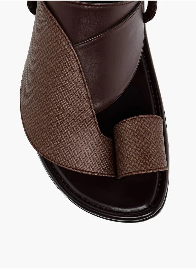 ال بي ال من شو اكسبرس Men's Textured Slip-On Arabic Sandals with Toe Loop Ramadan Collection