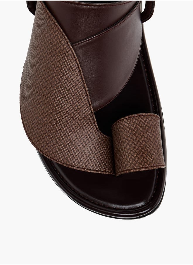 LBL by Shoexpress Men's Textured Slip-On Arabic Sandals with Toe Loop  - Image 3