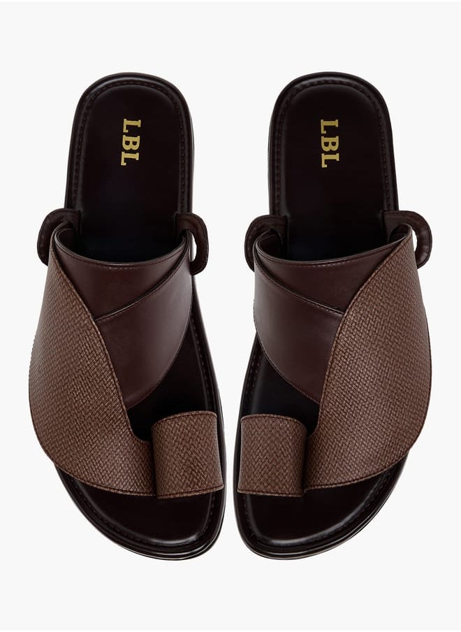 LBL by Shoexpress Men's Textured Slip-On Arabic Sandals with Toe Loop  - Image 1