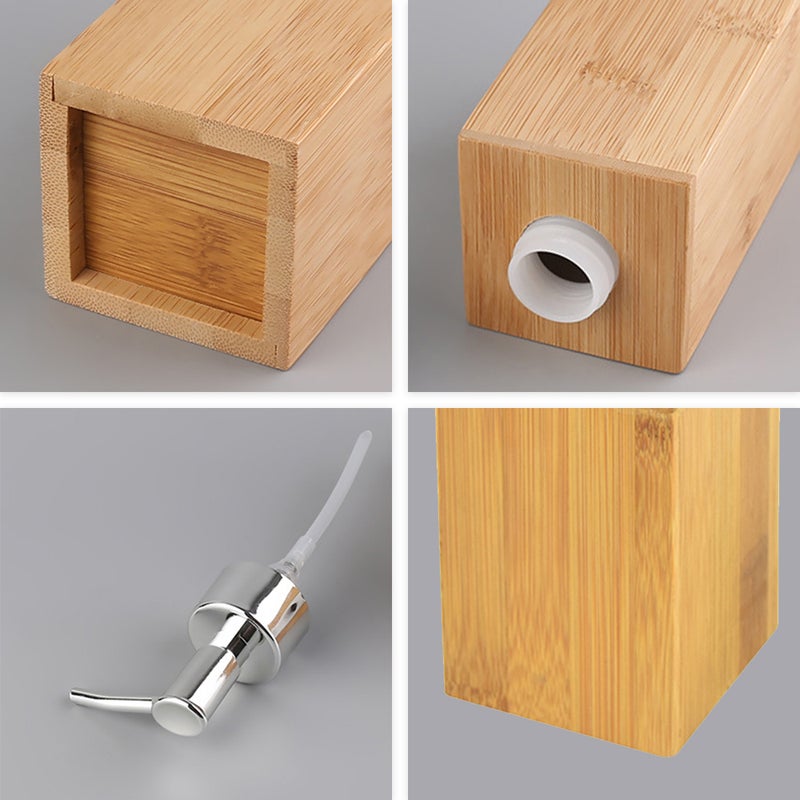 220mL Bathroom Soap Dispenser Lotion Shampoo Dispenser Bottle Holder Kitchen Bamboo Liquid Hand Soap Dispenser Pump - Image 2