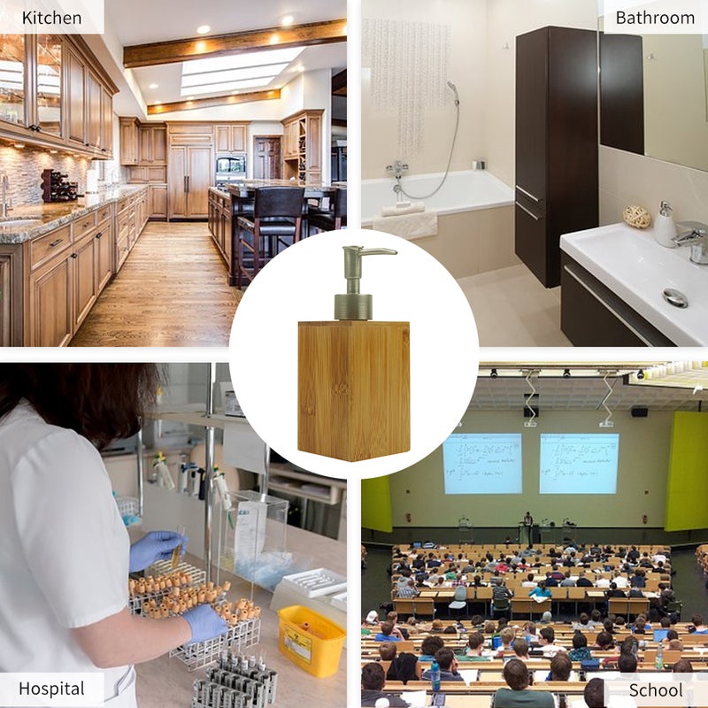 220mL Bathroom Soap Dispenser Lotion Shampoo Dispenser Bottle Holder Kitchen Bamboo Liquid Hand Soap Dispenser Pump - Image 3