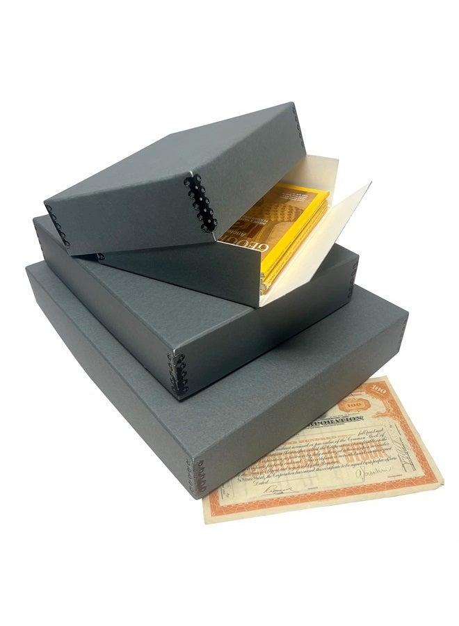 Lineco صندوق تخزين أرشيفي متحف 9x12 باللون الأزرق/الرمادي، تصميم أمامي قابل للسقوط. خالي من الحمض مع حافة معدنية. يحمي طول عمر الصور، ينظم الصور، الوثائق، الحرف، الأعمال اليدوية. - Image 5