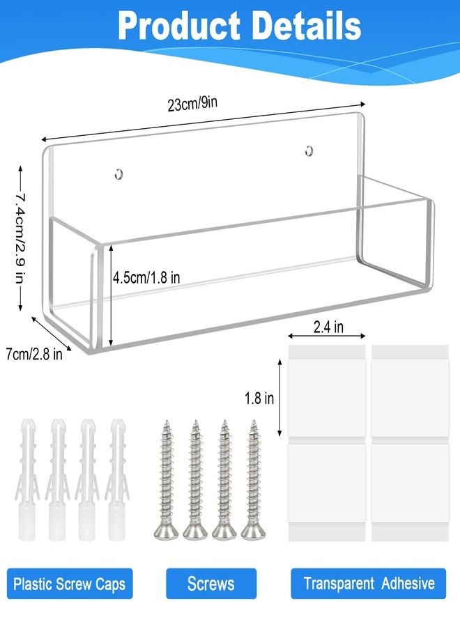 Douildhaiy Acrylic Spice Rack Wall Mount-9 Inch, Clear Spice Shelf Storage Holder, 2 Pack Hanging Seasoning Rack Organizer for Cabinet Door, Cupboard or Wall Kitchen (Adhesive or Screw) - Image 3