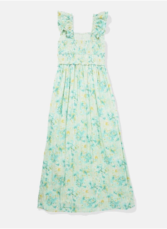 AE Smocked Flutter Sleeve Midi Dress