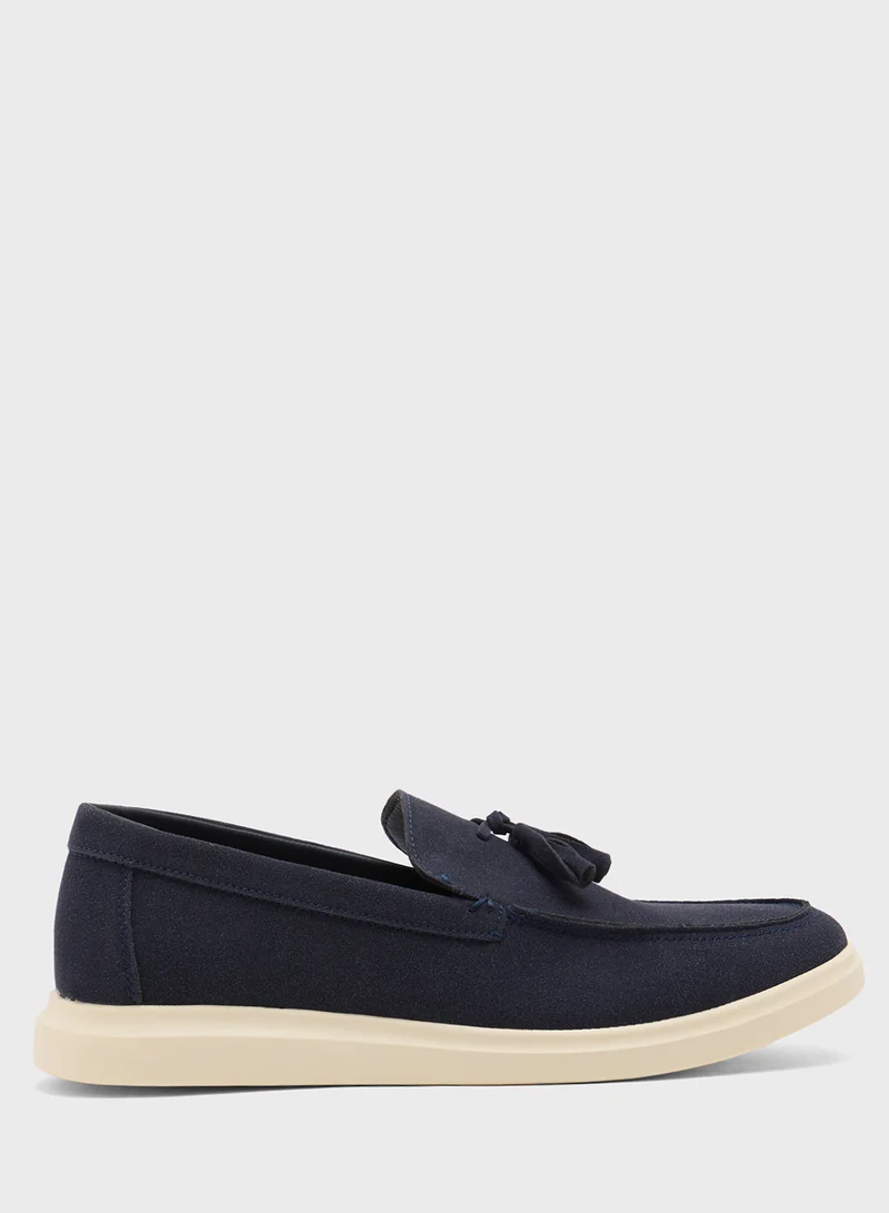 Robert Wood Tassel Detail Suede Slip Ons