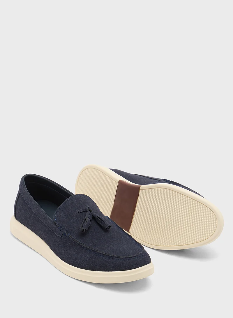 Robert Wood Tassel Detail Suede Slip Ons