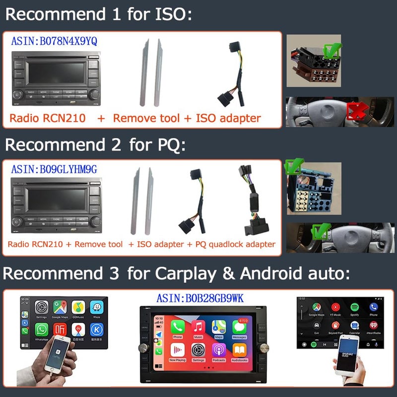 Generic SCUMAXCON Car Radio Audio Stereo RCN210 for VW Golf MK4 Polo Passat B5 USB MP3 AUX SD Integrated Bluetooth with CD Player  - Image 2