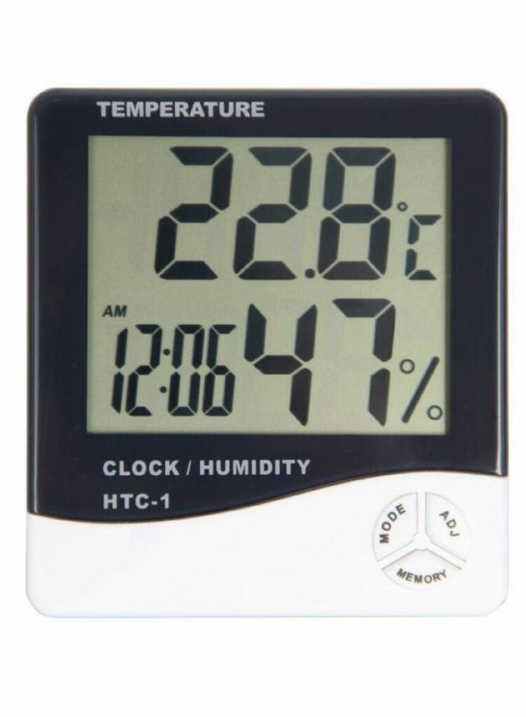 Humidity Thermometer Hygrometer Temperature Gauge Digital Clock Alarm Calendar Large Screen Humidity Monitor for Home Room Indoor Desktop Stand Wall Mount 1Pcs - Image 1