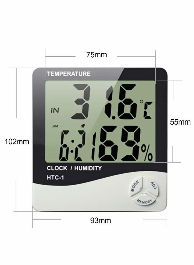 Humidity Thermometer Hygrometer Temperature Gauge Digital Clock Alarm Calendar Large Screen Humidity Monitor for Home Room Indoor Desktop Stand Wall Mount 1Pcs - Image 2