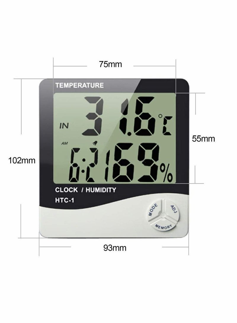 Humidity Thermometer Hygrometer Temperature Gauge Digital Clock Alarm Calendar Large Screen Humidity Monitor for Home Room Indoor Desktop Stand Wall Mount 1Pcs - Image 3