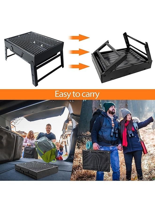 Arabest Bbq Barbecue Grill, Portable Folding Charcoal Barbecue Desk Tabletop Outdoor Stainless Steel Bbq for Picnic Garden Terrace Camping Travel 15.35''x11.41''x2.95'' (Black)  - Image 5