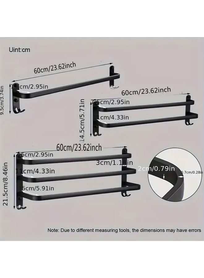 Black Three Layers Wall Mounted Towel Rack Strong Load Bearing Storage - Image 3
