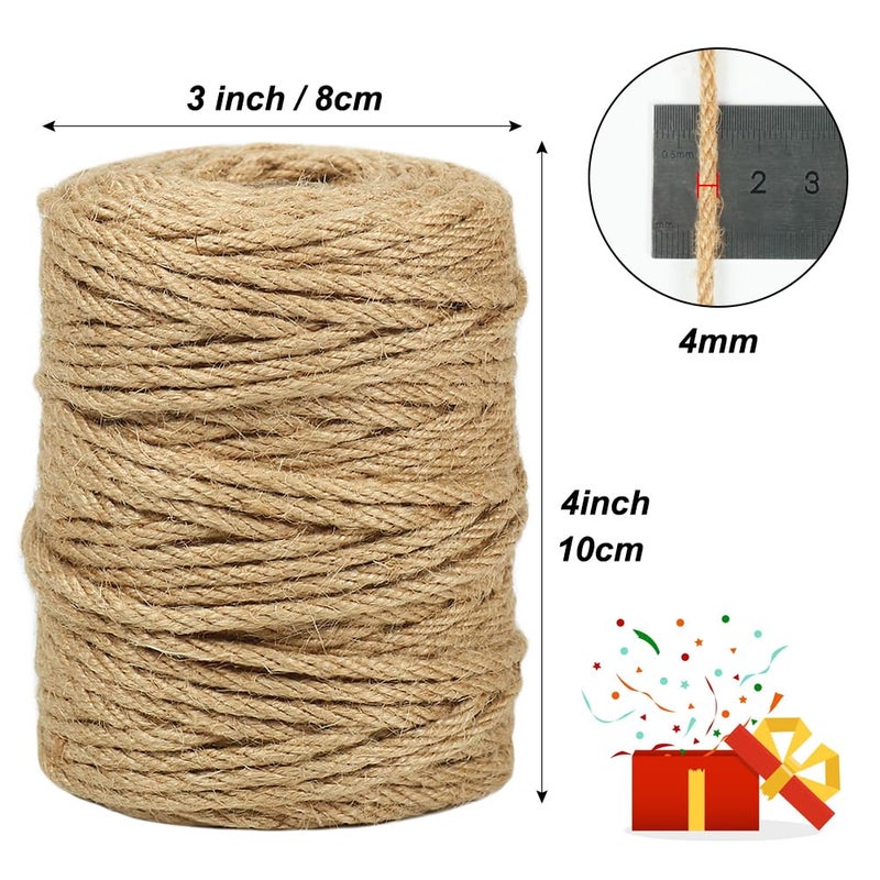 Tenn Well Jute Twine, 164 Feet 4mm Natural Garden Twine Rope for Crafts, Gardening, Plant Support, Gift Wrapping, Recycling, Christmas Ornaments, Holiday Decor - Image 4