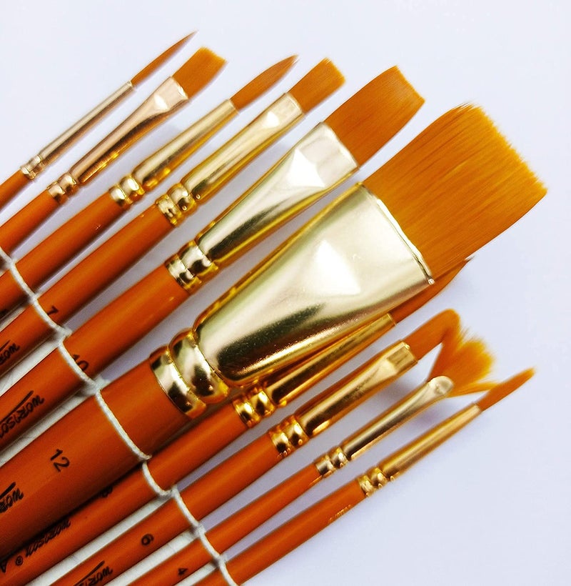 chrome مجموعة فرش طلاء احترافية من كروم للرسم، 10 أنواع متنوعة من الفرش للرسم بالألوان المائية والأكريليك - Image 1