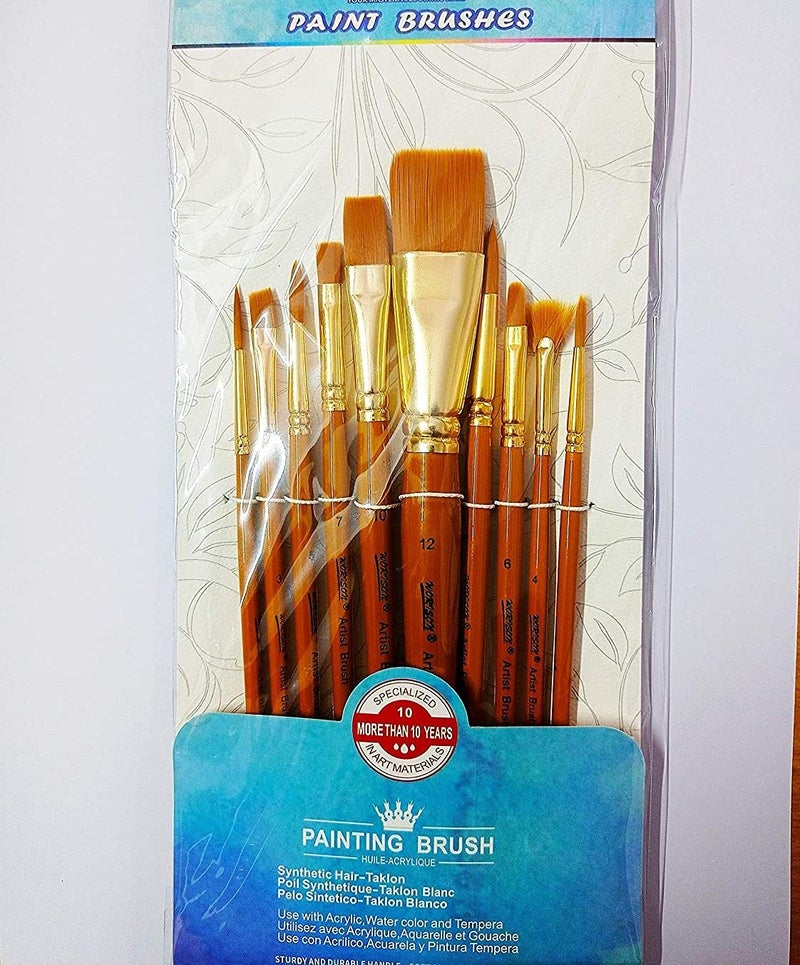 chrome مجموعة فرش طلاء احترافية من كروم للرسم، 10 أنواع متنوعة من الفرش للرسم بالألوان المائية والأكريليك - Image 4