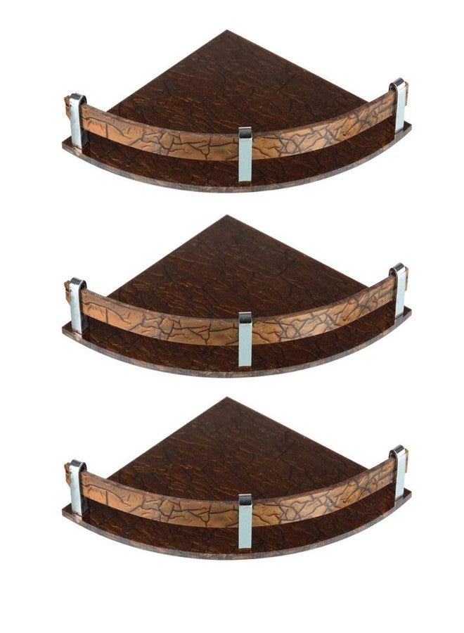 STIMULUS Bathroom Shelf - Acrylic Wall Mount Bathroom Corner Shelf With Marble Patti Perfect Used For Storing Little Bathroom Accessories, Stylish Shelf Suitable In Home, Kitchen, Office, Bedroom, Hotel, Attractive Brown Colour (Pack Of 3) (12x12 Inch) - Image 1
