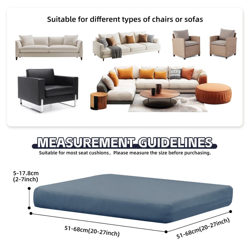 MRGSDL 8Pcs Patio Cushion Covers,Outdoor Cushions Covers,Stretch Cushion Covers Replacement, Washable and Reusable Furniture Protectors(Grey Blue) - Image 2